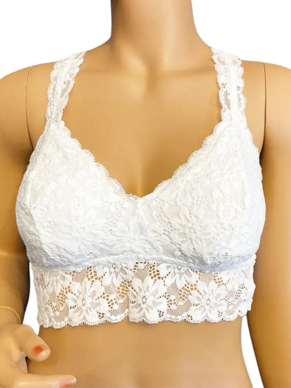 Jenni by Jennifer Moore White Large Lace Racerback Bralette